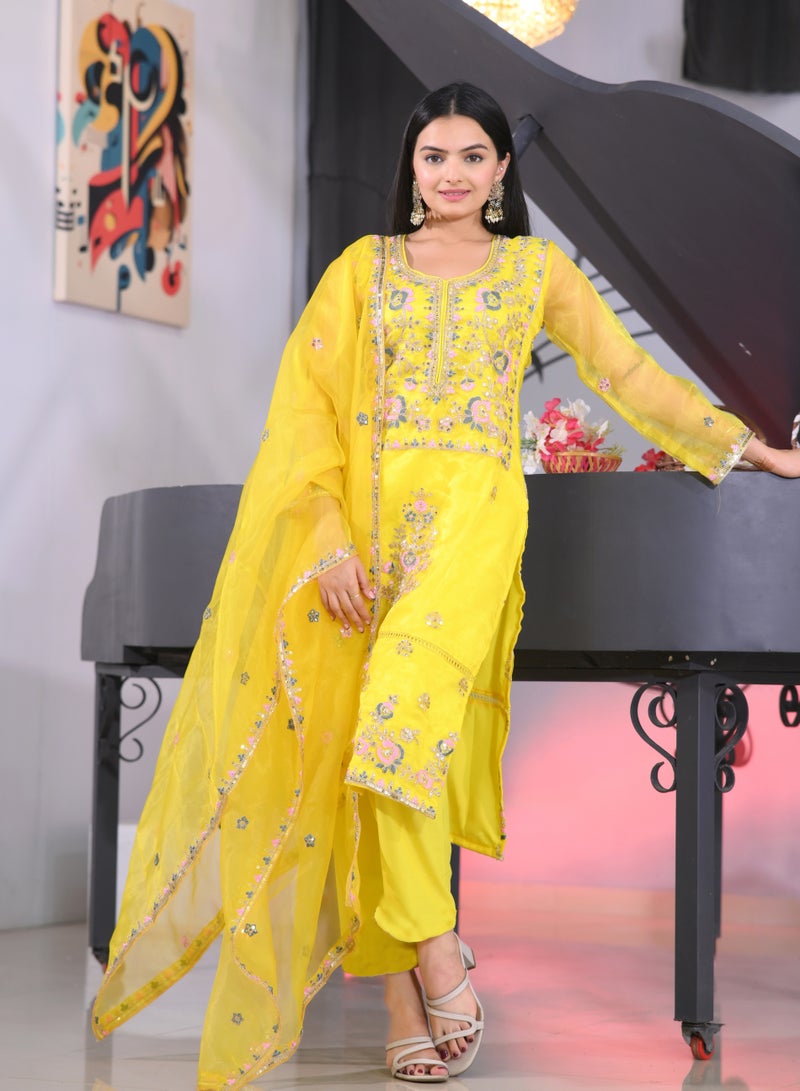 Super Asian Luxurious Organza Top with Coding Embroidery & 5mm Sequence Work, Paired with Micro Fabric Pants – Elegant and Stylish Ensemble - Image 5