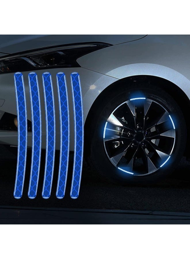 Premify 20  Pieces Reflective Car Stickers, Wheel Rim Stripe Decal For Motorcycle Wheels Car Cycling Bike Bicycle Night Reflective Safety Decoration Stripe Universal Sticker (Blue)  - Image 1