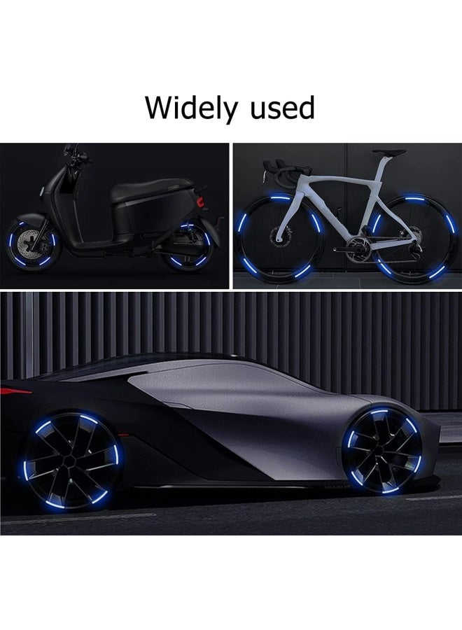 Premify 20  Pieces Reflective Car Stickers, Wheel Rim Stripe Decal For Motorcycle Wheels Car Cycling Bike Bicycle Night Reflective Safety Decoration Stripe Universal Sticker (Blue)  - Image 2