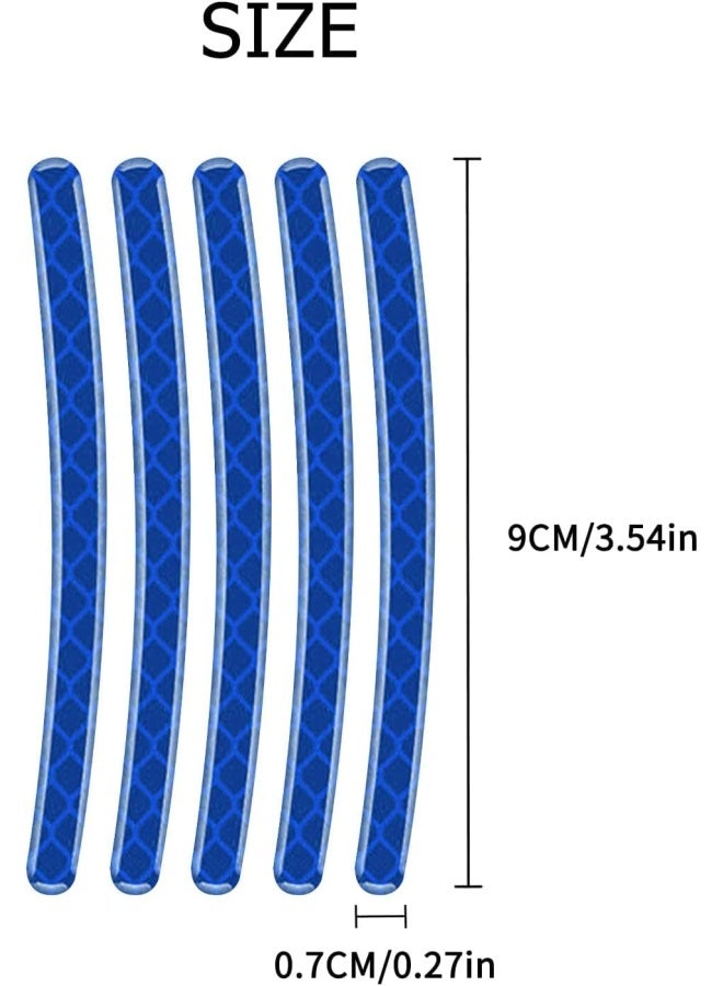 Premify 20  Pieces Reflective Car Stickers, Wheel Rim Stripe Decal For Motorcycle Wheels Car Cycling Bike Bicycle Night Reflective Safety Decoration Stripe Universal Sticker (Blue)  - Image 3