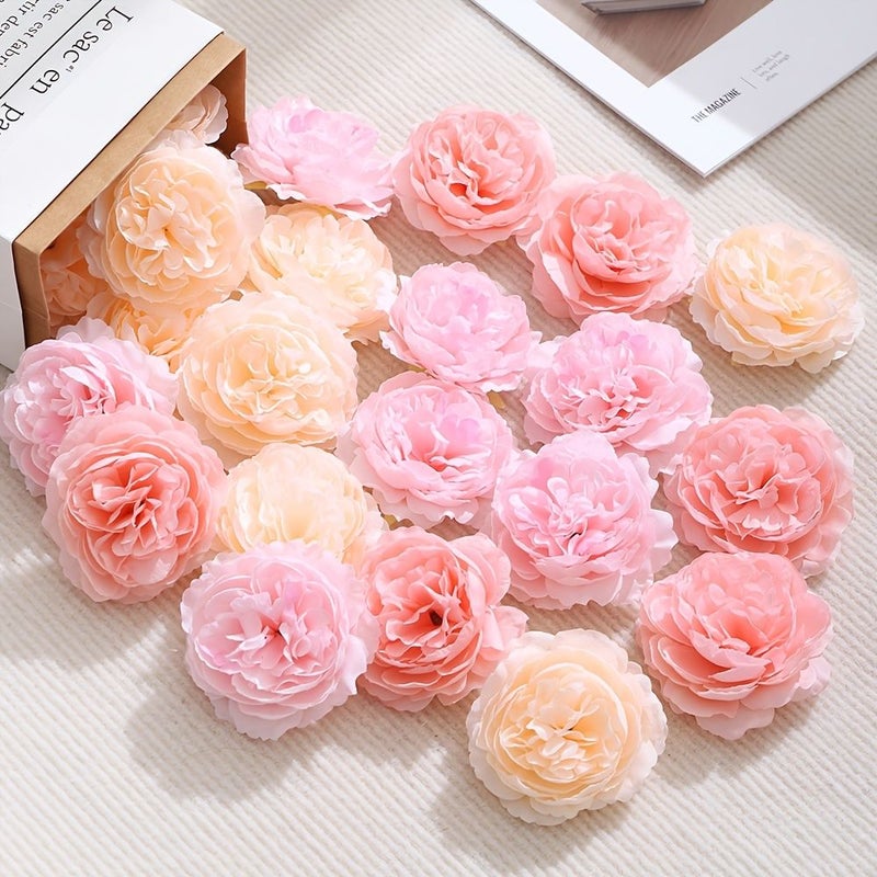 White Synthetic Peony Flower Heads 14PCS for Wedding Bridal Arrangements Home Decor - Image 4