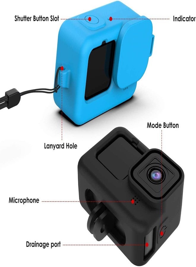 Action Pro Protective Silicone Cover with Lanyard and Cap Compatible with GoPro Hero- 9/10/11/12/13 Action Camera (Blue) - Image 2