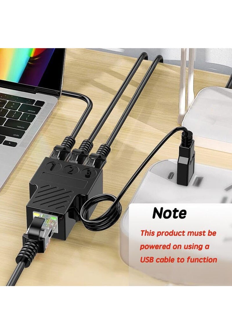 SYOSI Ethernet Splitter 1 to 3, Network Splitter with USB Power Cable, Rj45 Internet Splitter Adapter 100 Mbps High Speed Lan Interface for Cat5/6/7/8, Network Extension  - Image 4