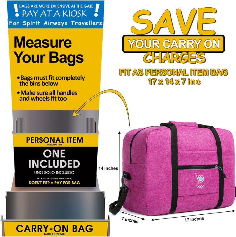 Bago Foldable Duffle Bag - Personal Item & Small Carry On for Air Travel - Fits 18x14x8 inches, Ideal for Spirit & Frontier Airlines - Image 4