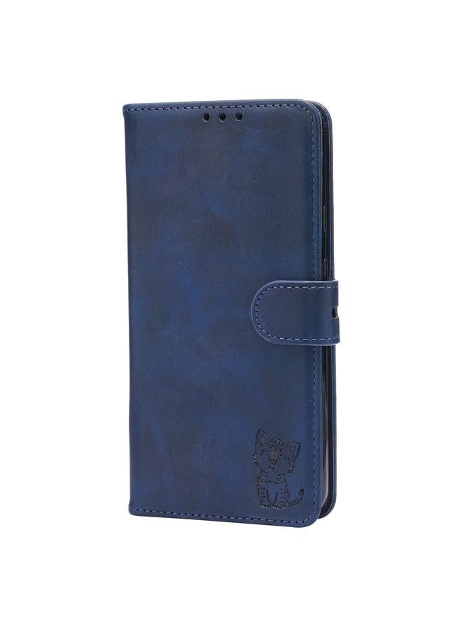 The Bros Case For Google Pixel 5a 5G Embossed Happy Cat Pattern Horizontal Flip Leather Case with Holder & Card Slots & Wallet  - Image 2