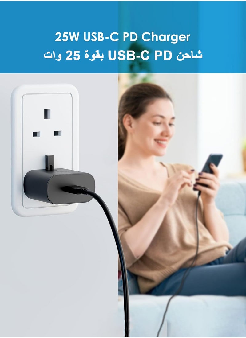 XnYao - 25W Super Fast Charger For Samsung Type C Plug with USB C Cable, Wall Charger Plug Adaptor and Cable Compatible With Samsung Galaxy S24 Ultra/S24 Plus/S23 FE/S24/S22/S21 S20,A54 A25 A15 A05S A53 A34 A23 5G,Z Fold 4 5/Z Filp,Tab S7 S8 S9 Black - Image 1