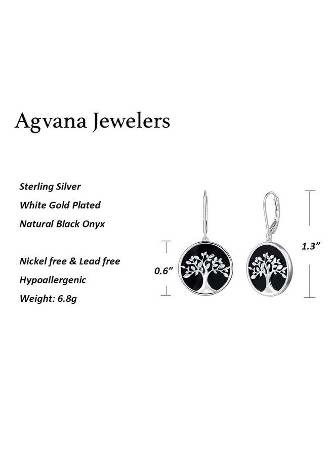 Agvana Sterling Silver Tree Of Life Earrings For Women Genuine Black Onyx Family Tree Leverback Dangle Earrings Anniversary Jewelry Birthday Gifts For Women Girls Mom Grandma Wife Her  - Image 5