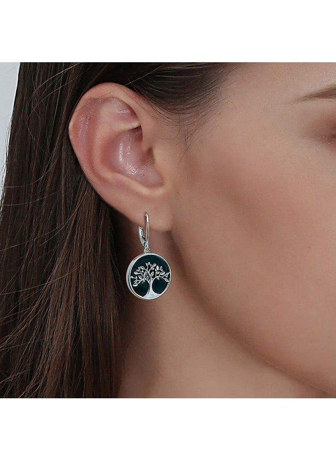 Agvana Sterling Silver Tree Of Life Earrings For Women Genuine Black Onyx Family Tree Leverback Dangle Earrings Anniversary Jewelry Birthday Gifts For Women Girls Mom Grandma Wife Her  - Image 2