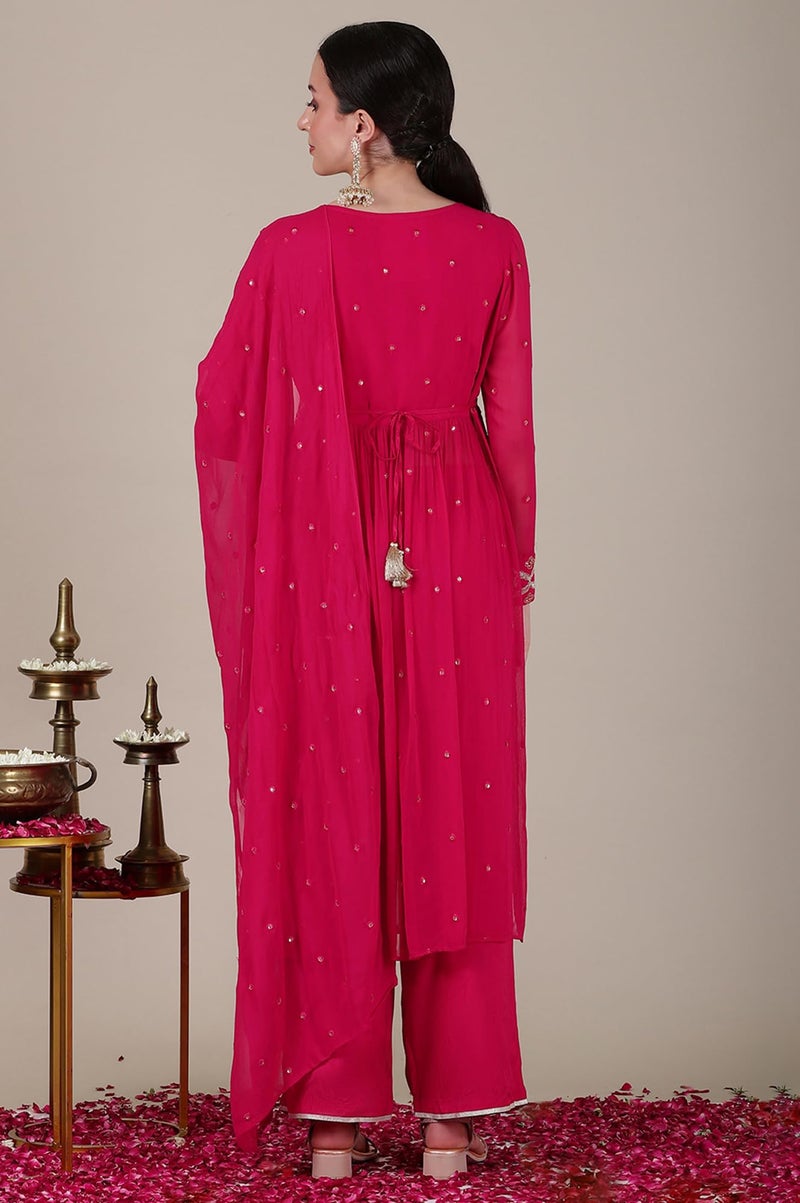 Aurelia Women’s Floral Printed Straight Kurta Set with Palazzos and Dupatta for Women - Image 5