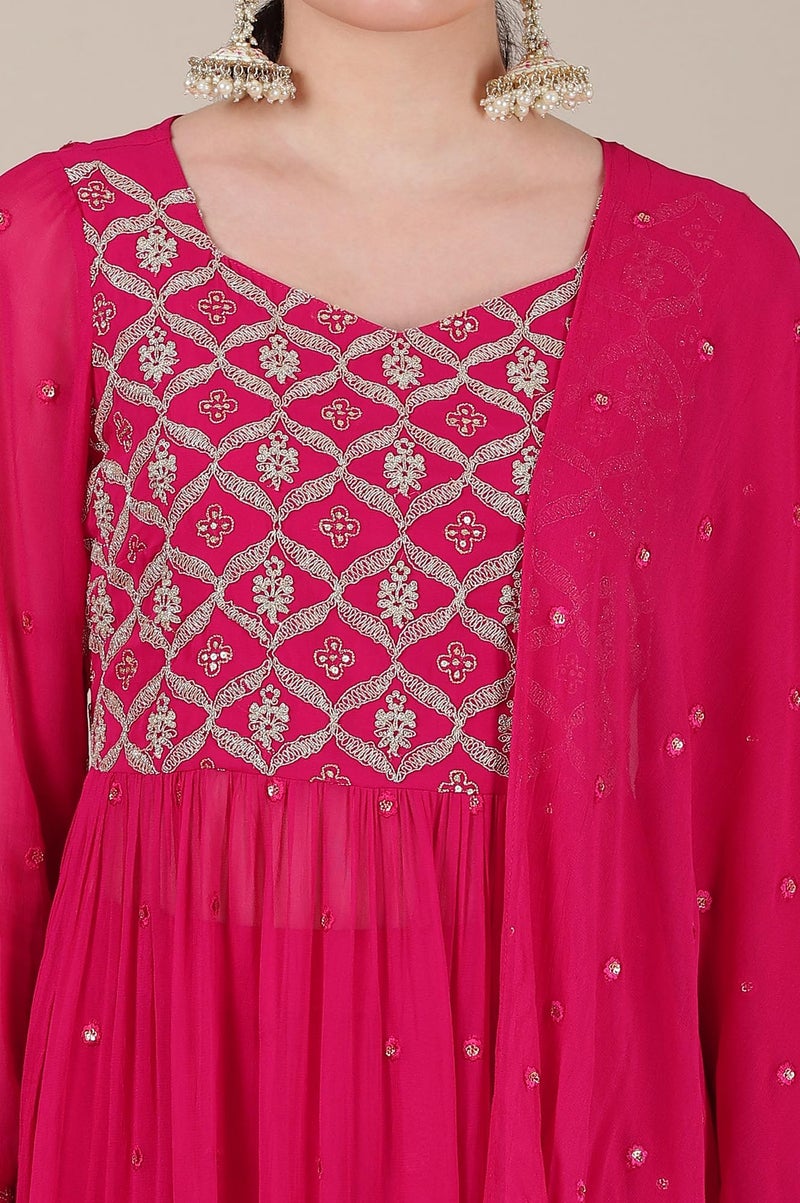 Aurelia Women’s Floral Printed Straight Kurta Set with Palazzos and Dupatta for Women - Image 3