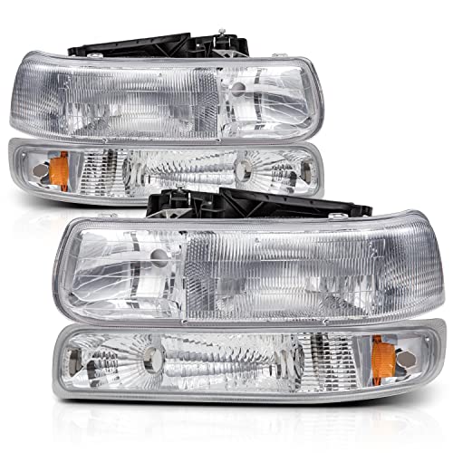 M-AUTO Headlights Assembly Factory Style Compatible with 1999-2002 Chevy Silverado 1500HD 2500HD 3500HD, 2000-2006 Suburban 1500 2500 Tahoe 2/4-Door - Image 1