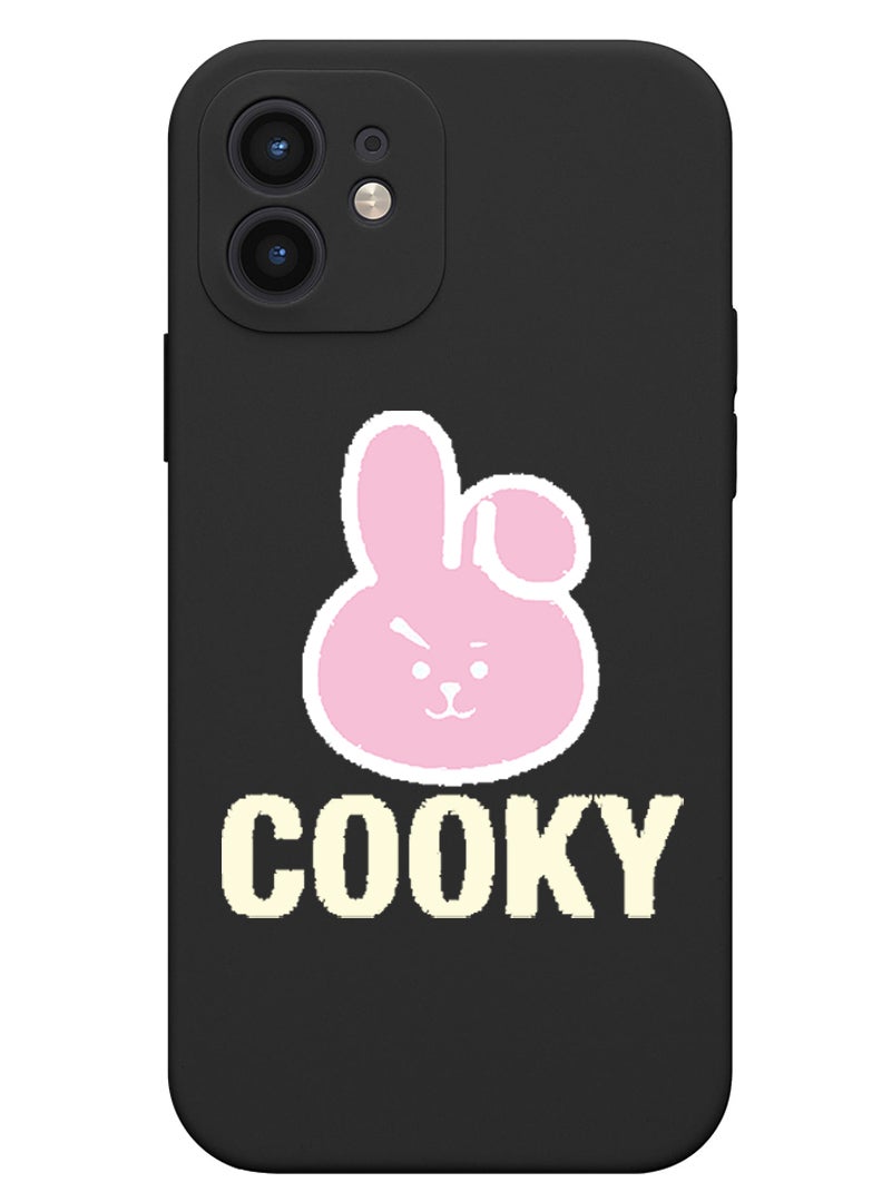 Theodor Protective Slim Fit Case Liquid Silicone Cover with Full Body Protection Anti-Scratch Shockproof Case For iPhone 12 Black  - Cow astronaut copy - Image 1