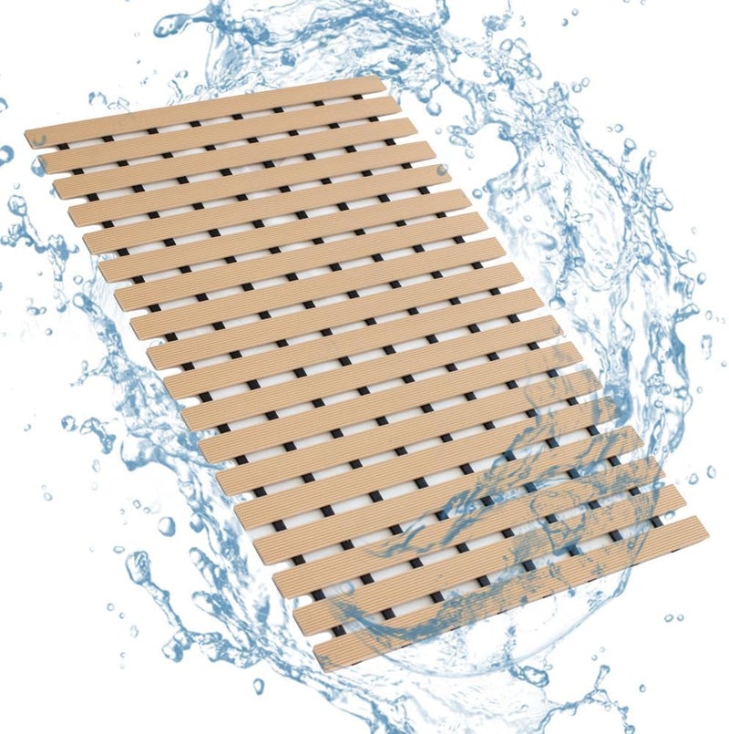 Eurotex Anti Skid Mat for Bathroom Floor, Bathroom Anti Skid Mats for Bathing Area, Kitchen, Pool Wet Area, Non Slip (43x61 cm, Beige) - Image 1