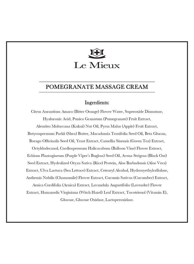 Le Mieux Pomegranate Massage Cream Aromatic Moisturizing Neck & Face Massage Cream With Algae Hyaluronic Acid & Botanical Oils No Parabens Or Sulfates (2 Oz / 60 Ml) - Image 4