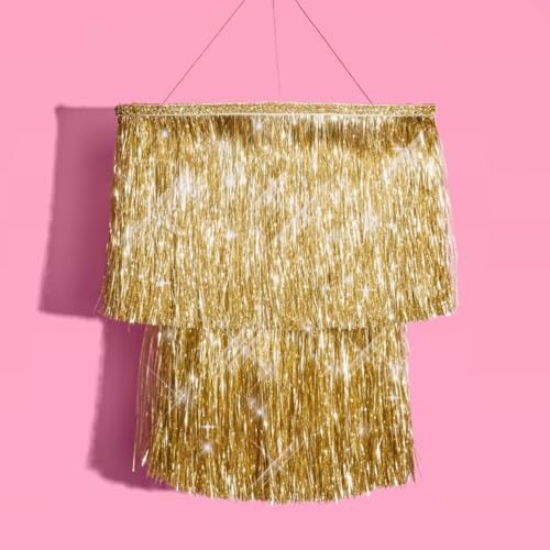 xo, Fetti xo Fetti Gold Fringe Tinsel Chandelier 16 Bachelorette Party Decorations Birthday Photo Booth Supplies New Years Eve Decor HBD - Image 1