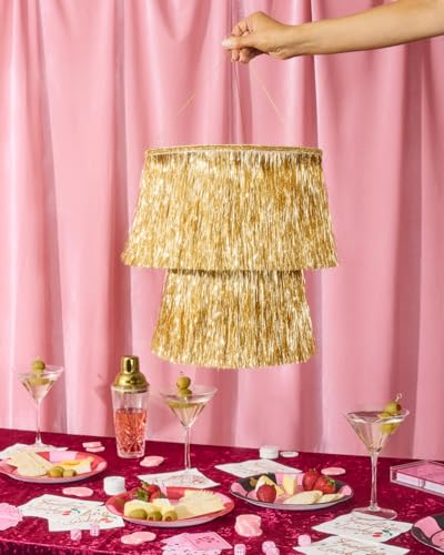 xo, Fetti xo Fetti Gold Fringe Tinsel Chandelier 16 Bachelorette Party Decorations Birthday Photo Booth Supplies New Years Eve Decor HBD - Image 3