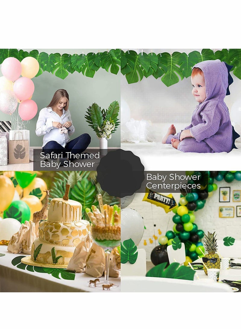 Palm Leaves Artificial Tropical Monstera, 84 Pcs 6 Kinds Large and Small, Green Fake Palm Leaf Decorations, with Stems for Jungle, Party, Table Decoration, Wedding Birthday Theme Party. - Image 5
