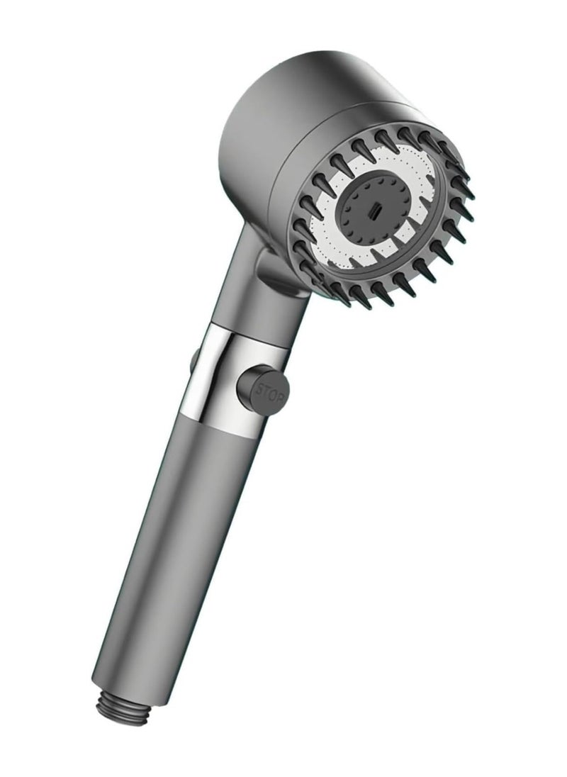 LIMITLESS Head Massage Shower 3 Modes High-Pressure Water Saving Rain Shower Head Adjustable Water Pressure, One-Touch Water Stop Shower Limescale Filter, Black, 25cm  - Image 1
