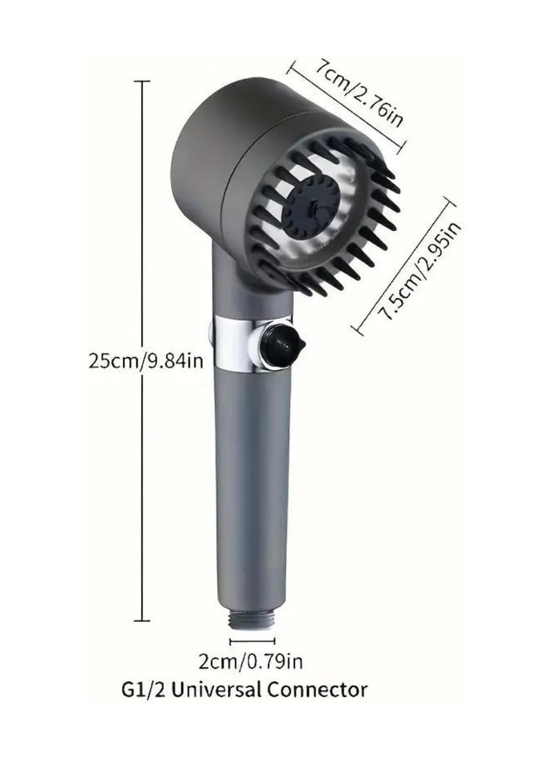 LIMITLESS Head Massage Shower 3 Modes High-Pressure Water Saving Rain Shower Head Adjustable Water Pressure, One-Touch Water Stop Shower Limescale Filter, Black, 25cm  - Image 2