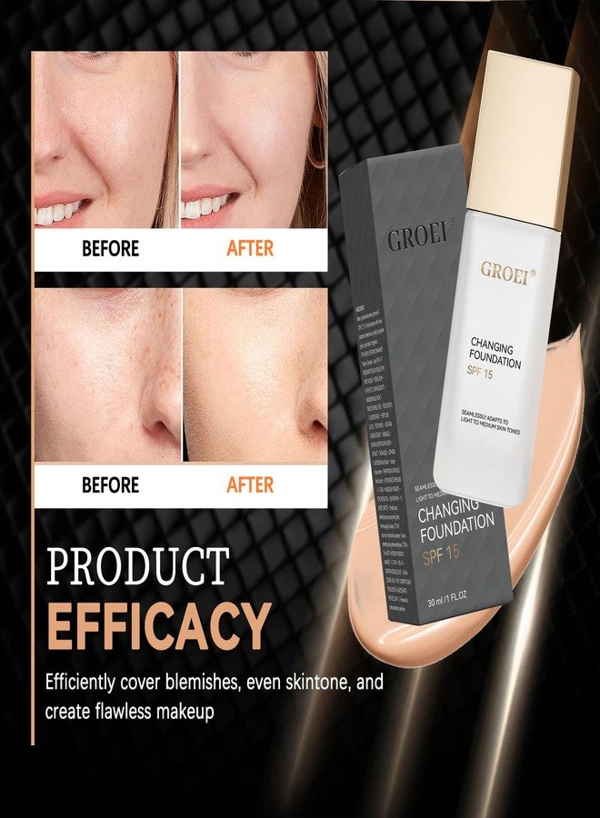 DIMOT Color Changing Foundation Makeup, Magical Color Changing Foundation with SPF15, Even Skin Tone BB Cream Makeup Base Concealer, Lightweight, Moisturizes for All Skin (2PCS) - Image 5