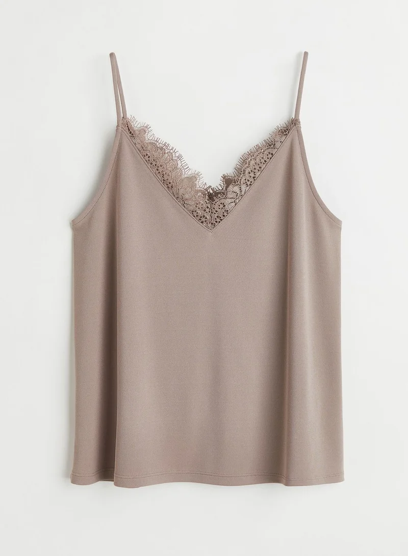 H&M Lace Trim Knitted Cami