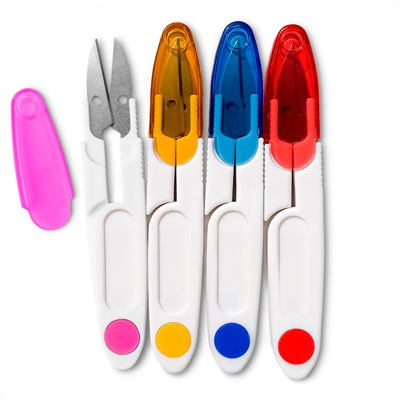 SIMAX 4Pcs Embroidery Scissors with Cover - Thread Snippers for Sewing Portable Scissors Fabric Scissors Bonsai Scissors Snips Scissors for Sewing - Embroidery Thread Scissors for Crafting Supplies - Image 1