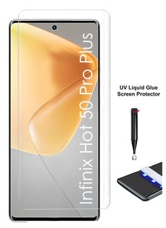 For Infinix Hot 50 Pro Plus 4G Screen Protector – UV Liquid Glue Full Screen Edge to Edge Tempered Glass Screen Protector, High Transparency, Delicate Touch, Anti-Explosion, Smooth Arc Edges.