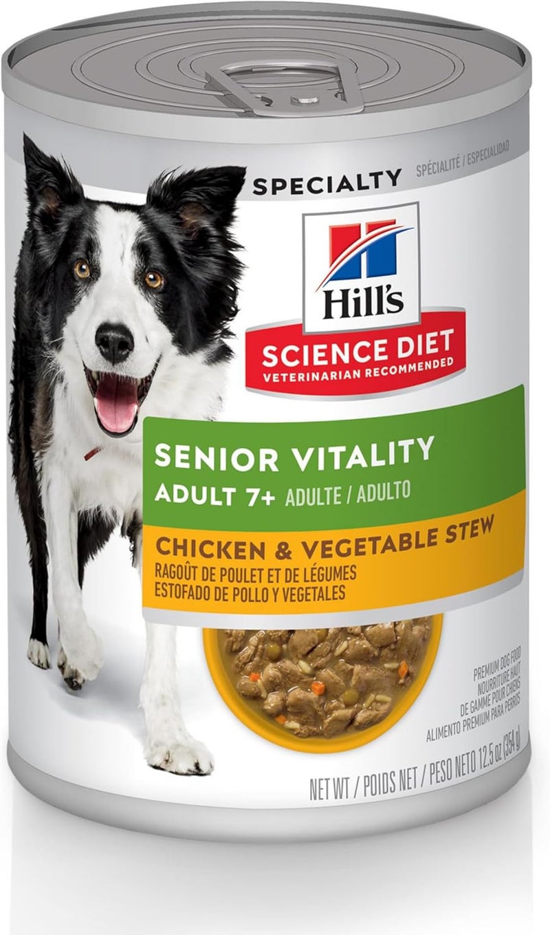 Hills Science Diet Adult 7 Youthful Vitality Chicken  Vegetable Stew Canned Dog Food 125 oz Case of 12 - Image 1