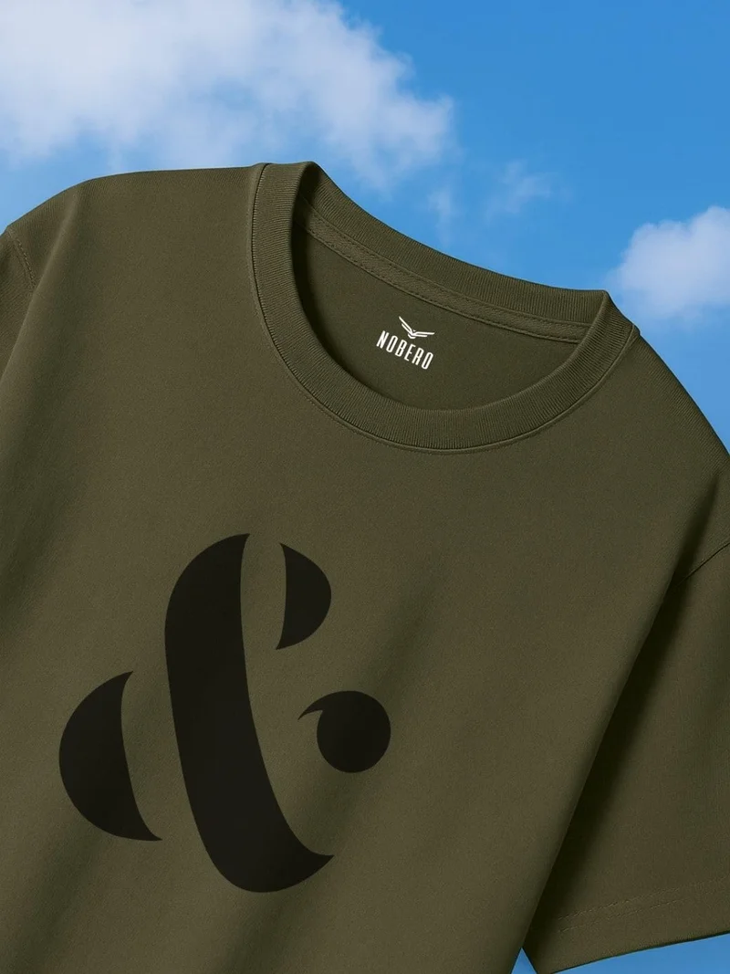 نوبيرو تيشيرت رجالي أخضر زيتوني واسع