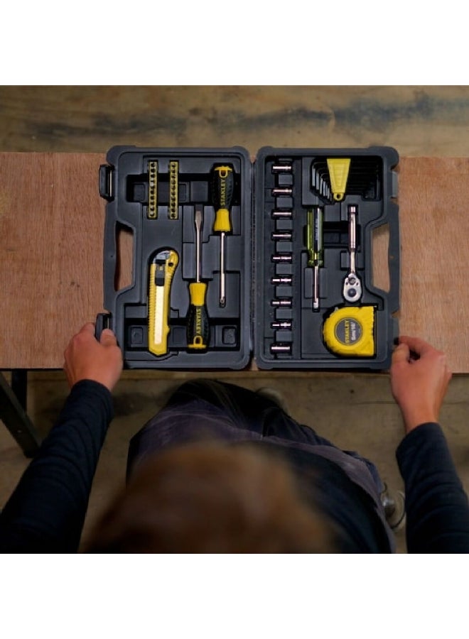 Stanley 51-Piece Bi-Material Durable Mixed Tool Set with Kitbox Multicolour 7 x 21 x 31.5 cm STMT0-74864 - Image 2