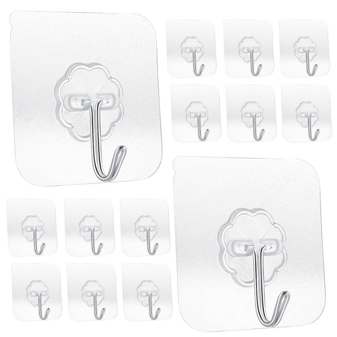 HEAVY DUTY ADHESIVE HOOKS 33 LBMAX 15KGWATERPROOF AND OILPROOF REUSABLE SEAMLESS HOOKS HEAVY DUTY WALL HOOK FOR KITCHEN BATHROOM OFFICE 14 PACK