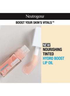 Neutrogena زيت شفاه ملون هيدرو بوست مع حمض الهيالورونيك، زيت شفاه لامع مصمم لترطيب وتغذية الشفاه مع إبراز لونها الطبيعي، وردي فاتح 2 أونصة  - Image 2