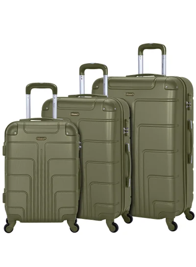 SENATOR Hard Case Travel Bag Trolley Luggage Set of 3 ABS Lightweight Suitcase with 4 Spinner Wheels A1012 Olive