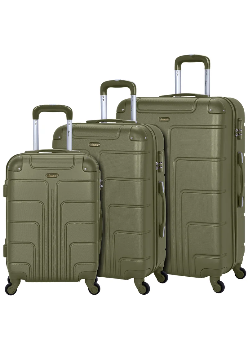 سيناتور حقيبة سفر صلبة بعجلات ثلاث قطع  خفيفة الوزن مع  عجلات دوارة زيتوني