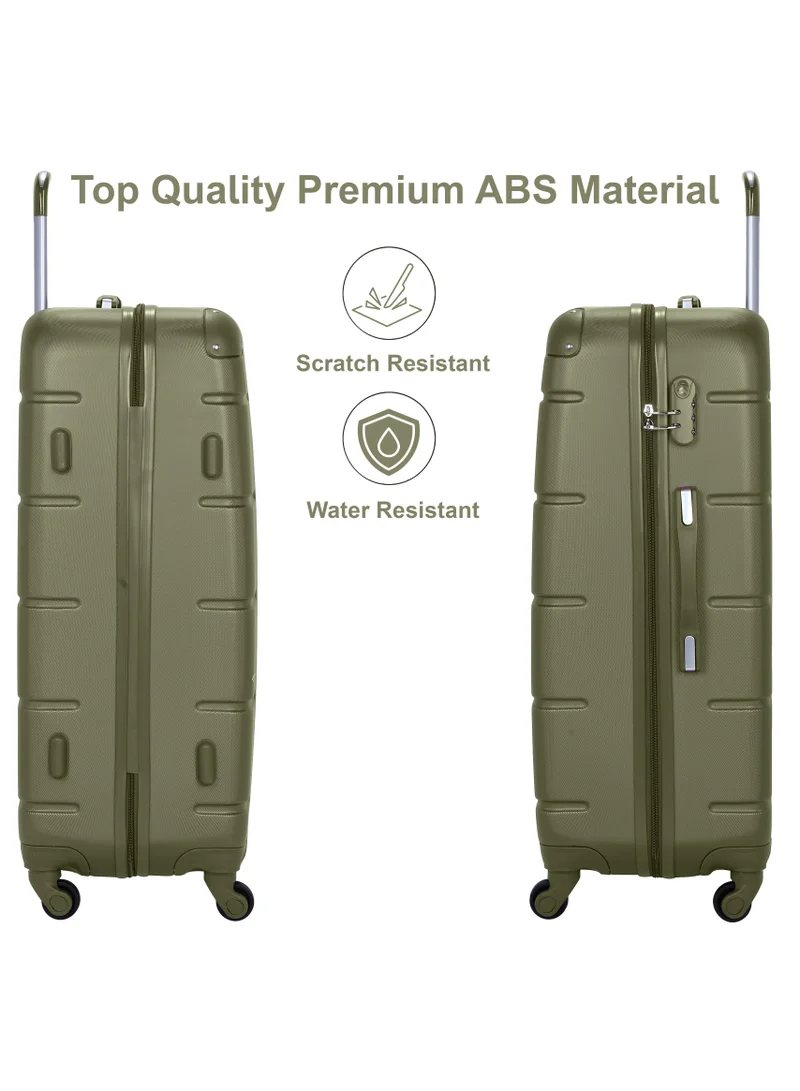 Senator Olive Green Hard Case Travel Bag Trolley Luggage Set of 3 ABS Lightweight Suitcase with 4 Spinner Wheels A1012 Olive  | Best Price UAE