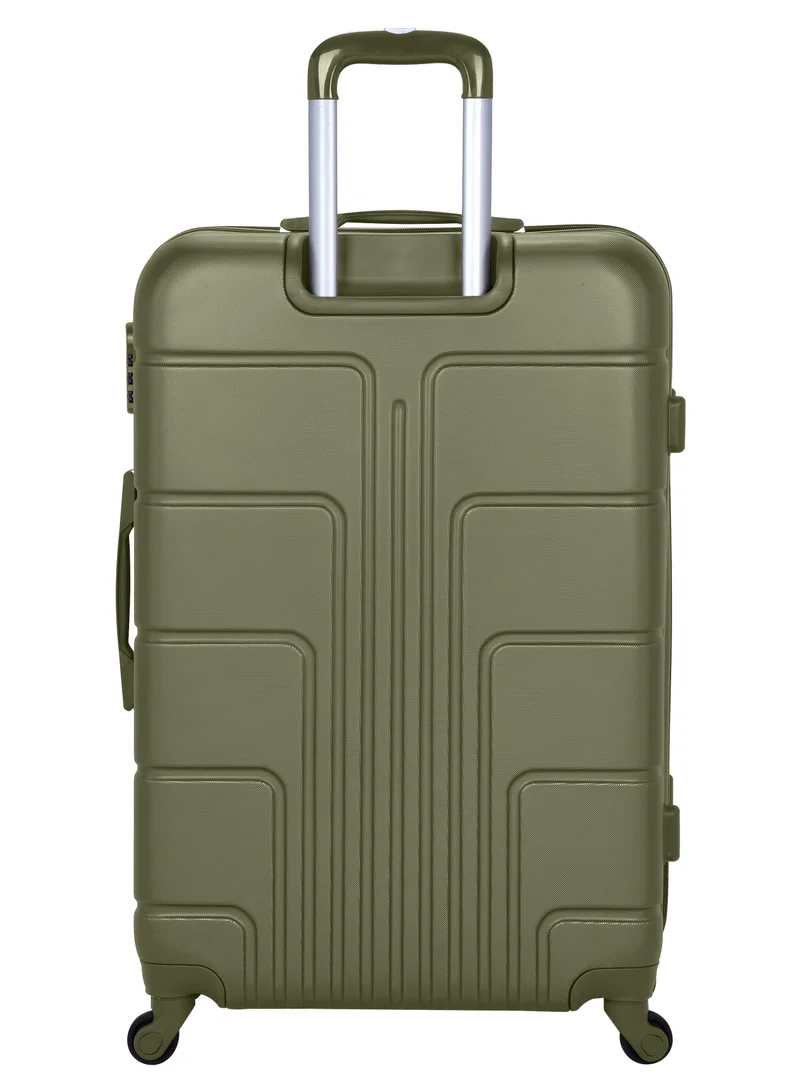 Senator Olive Green Hard Case Travel Bag Trolley Luggage Set of 3 ABS Lightweight Suitcase with 4 Spinner Wheels A1012 Olive  | Best Price UAE
