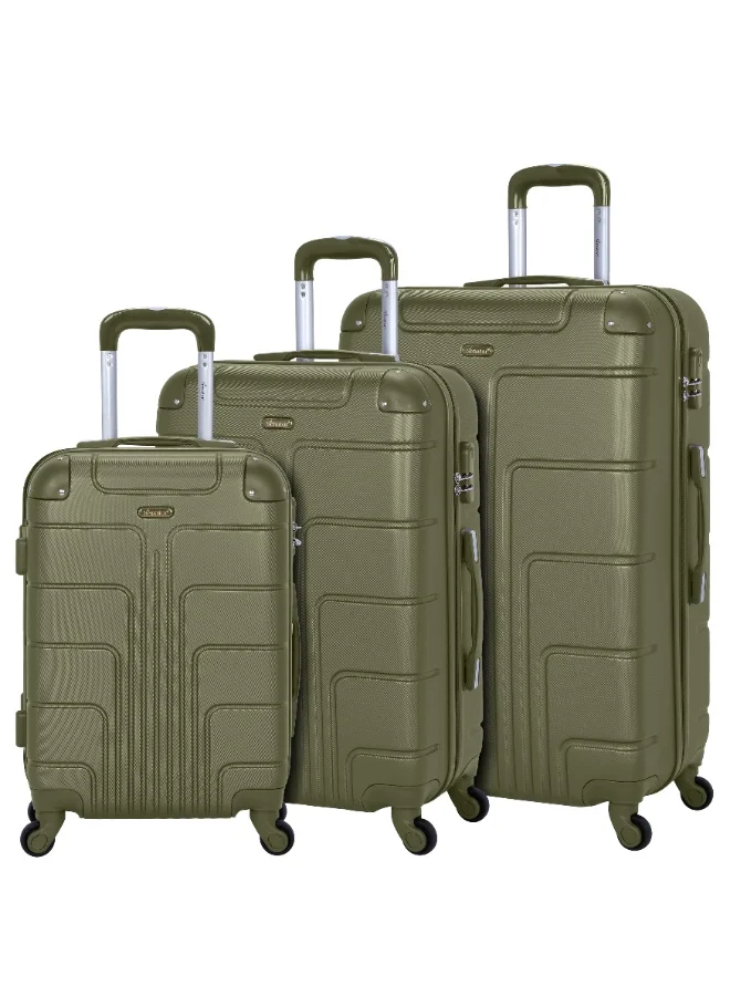 SENATOR Hard Case Travel Bag Trolley Luggage Set of 3 ABS Lightweight Suitcase with 4 Spinner Wheels A1012 Olive
