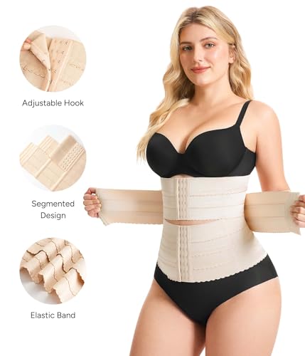 Nebility Waist Trainer for Women Corset Shapewear Tummy Control Segmented Waist Cincher Workout Girdle(Beige,L) - Image 2