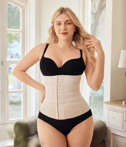 Nebility Waist Trainer for Women Corset Shapewear Tummy Control Segmented Waist Cincher Workout Girdle(Beige,L) - Image 5