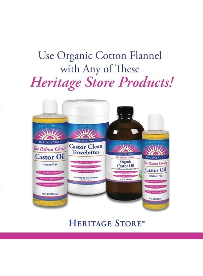 Heritage Store Cotton Organic Flannel | Use in Castor Oil Pack | Natural & Unbleached, Sewn in USA | Reusable | 13 x 15 - Image 5