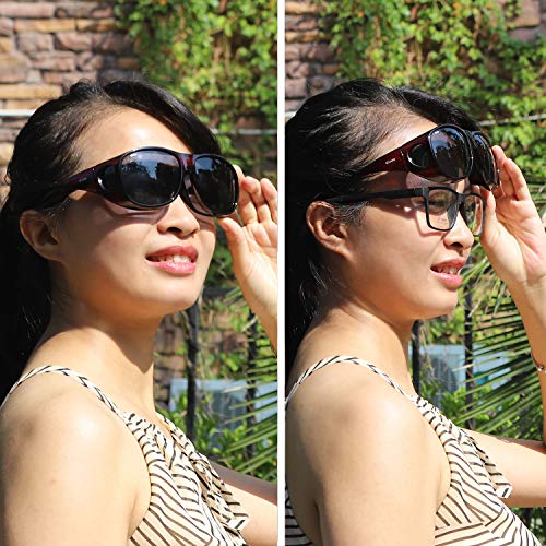 yodo Fit Over Glasses Sunglasses with Polarized Lenses for Men and Women,Burgundy - Image 2