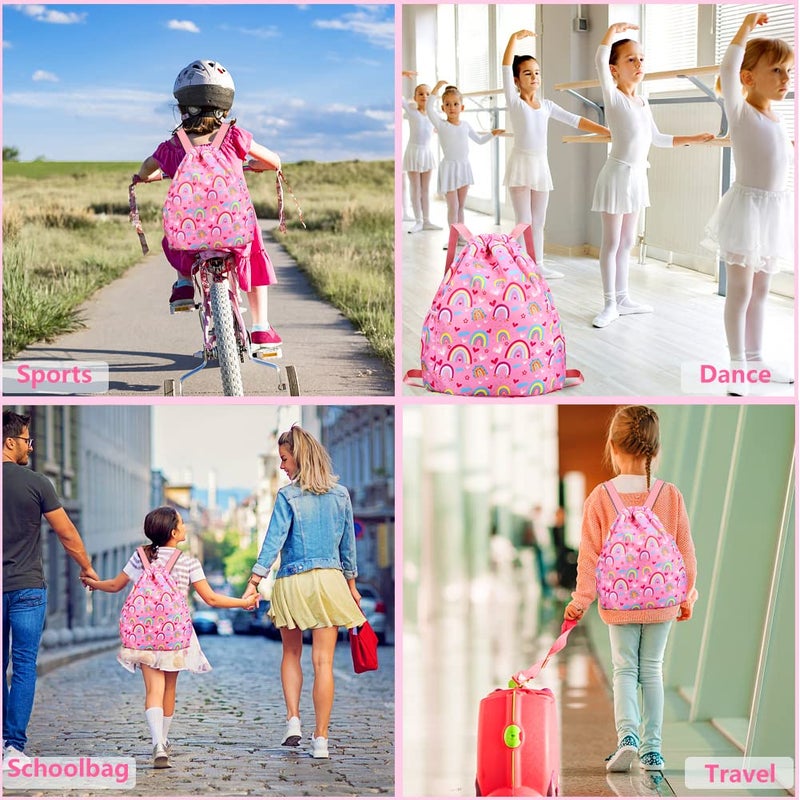 RHCPFOVR Drawstring Backpack for Kids - Mermaid Bags for Girls Gym Dance Beach Swim Travel Bag With Two Water Bottle Holder - Image 5