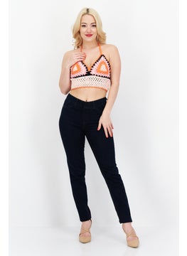 Don't Call Me Jennyfer Women Halter Neck Sleeveless Knitted Top, Orange Combo  - Image 1