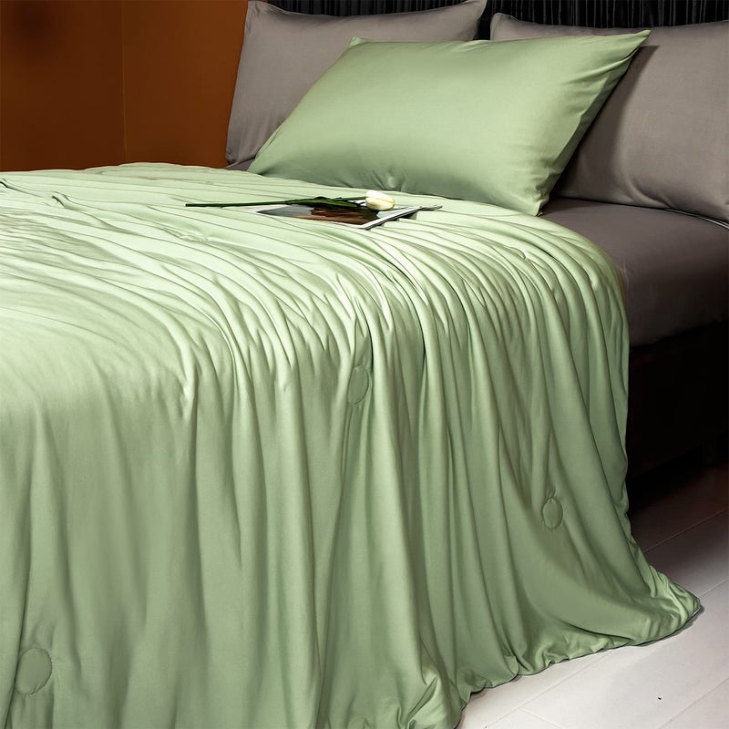 LLanCL Cooling Blankets for Hot Sleepers  Cool Like Ice Cream Lightweight Blanket for Summer with Double Side Cold Cooling Comforter Quilt Fabric for Bed Throw Size 47 x 59 Green  Grey