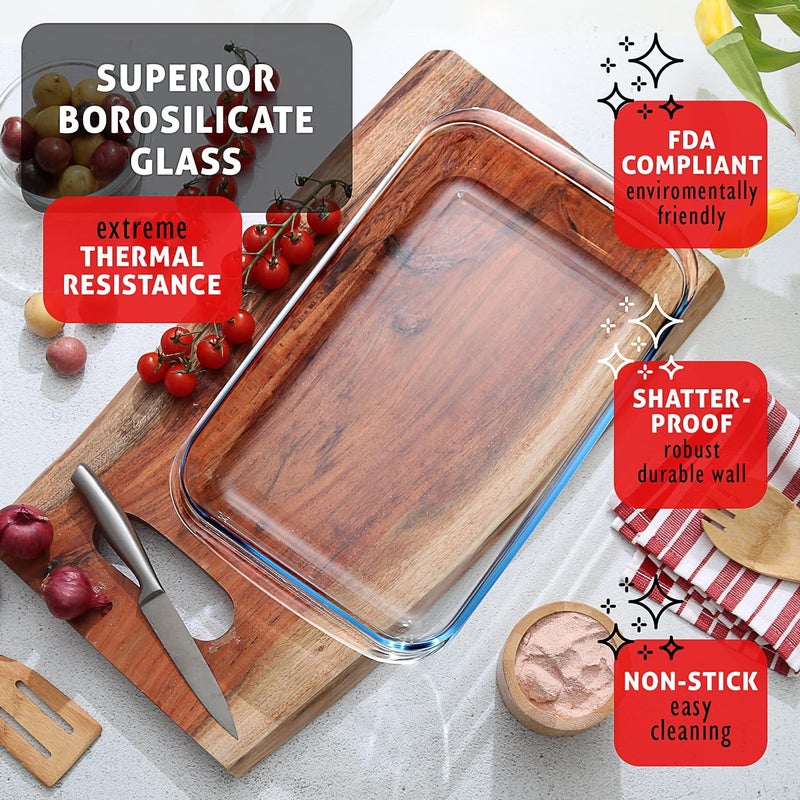 Eatex 8Piece Deep Glass Casserole Dishes for Oven with Plastic Lids Glass Baking Dishes for Oven Rectangular Bakeware for Lasagna Cooking Leftovers Kitchen Freezer to Oven Dishwasher Safe - Image 2