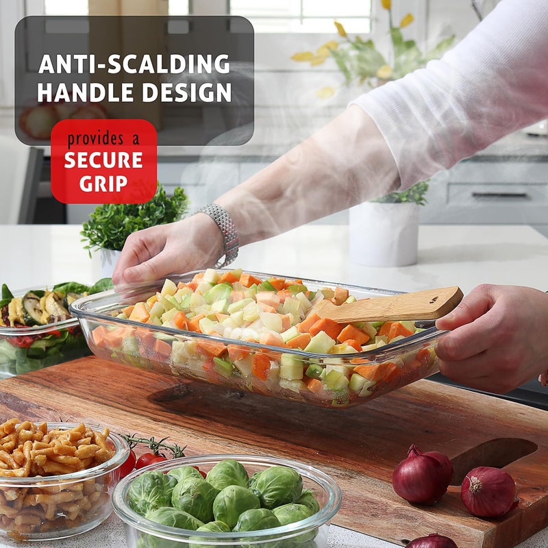 Eatex 8Piece Deep Glass Casserole Dishes for Oven with Plastic Lids Glass Baking Dishes for Oven Rectangular Bakeware for Lasagna Cooking Leftovers Kitchen Freezer to Oven Dishwasher Safe - Image 4