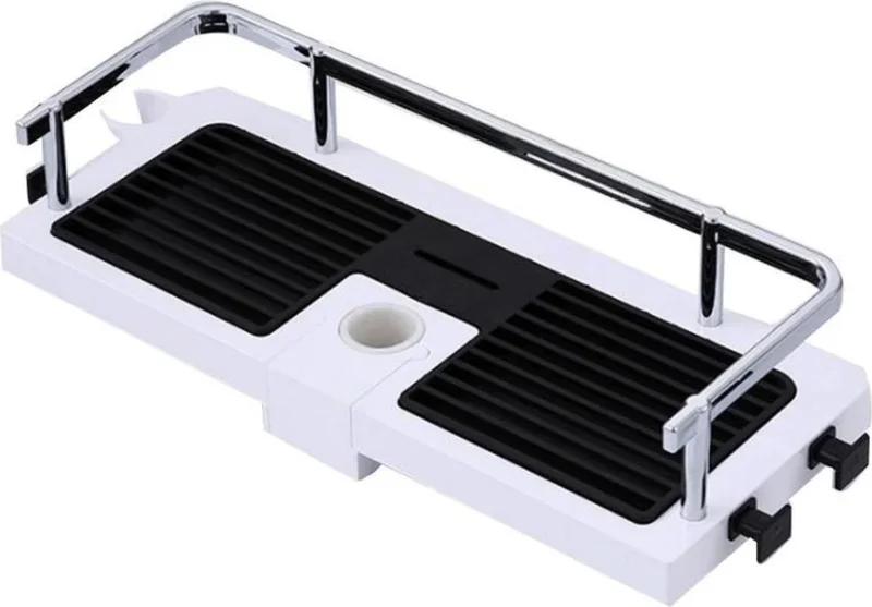 Lisinya Bathroom Pole Hangable Corner Rack Shampoo Holder Soap Dish Double Hanger Organizer Shelf Stainless