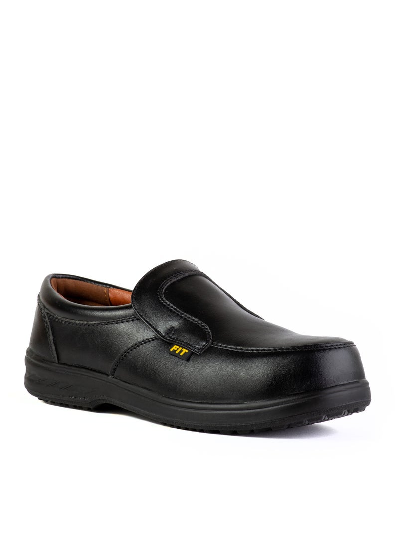 FIT Classic Safety Shoes for Men Lightweight Comfortable Office & Work Shoes with Microfiber Upper, Breathable Mesh Lining & Slip Resistant Sole - Black - Image 2