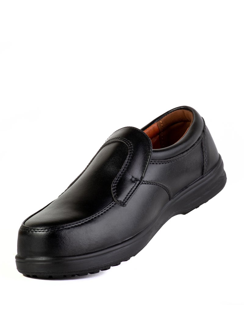 FIT Classic Safety Shoes for Men Lightweight Comfortable Office & Work Shoes with Microfiber Upper, Breathable Mesh Lining & Slip Resistant Sole - Black - Image 3