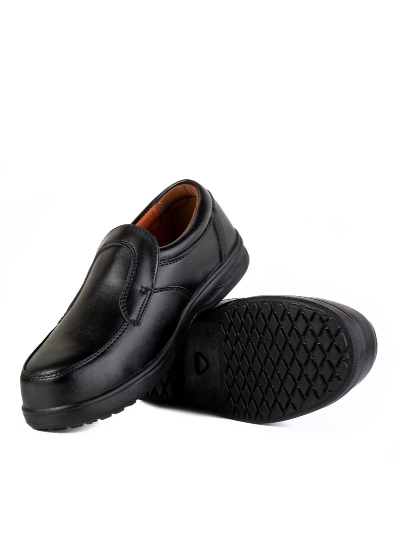 FIT Classic Safety Shoes for Men Lightweight Comfortable Office & Work Shoes with Microfiber Upper, Breathable Mesh Lining & Slip Resistant Sole - Black - Image 4